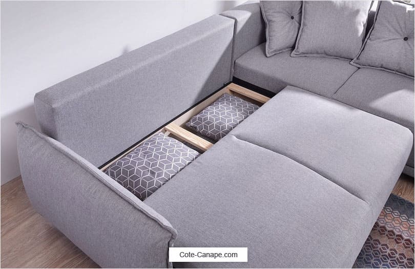 Canapé angle convertible LENA de bobochic avec coffre rangement